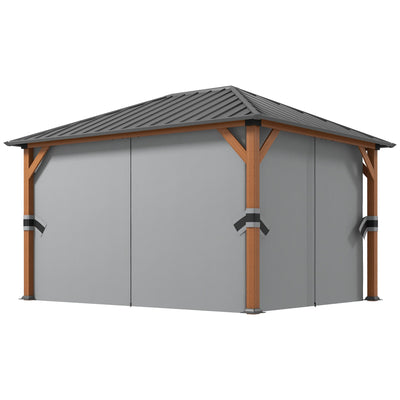 Outsunny 13' x 10' Hardtop Gazebo with Netting Sidewalls and Curtains, Galvanized Steel Outdoor Gazebo Canopy for Garden 