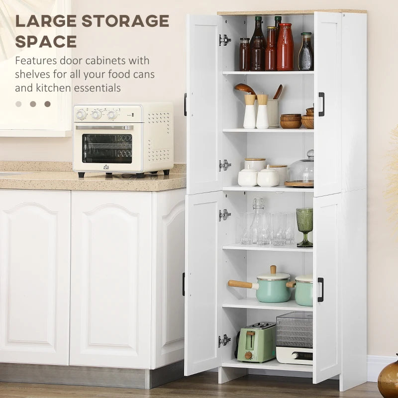 67" 4-Door Kitchen Pantry Cabinet, Freestanding Storage Cabinet Cupboard with Adjustable Shelves, White