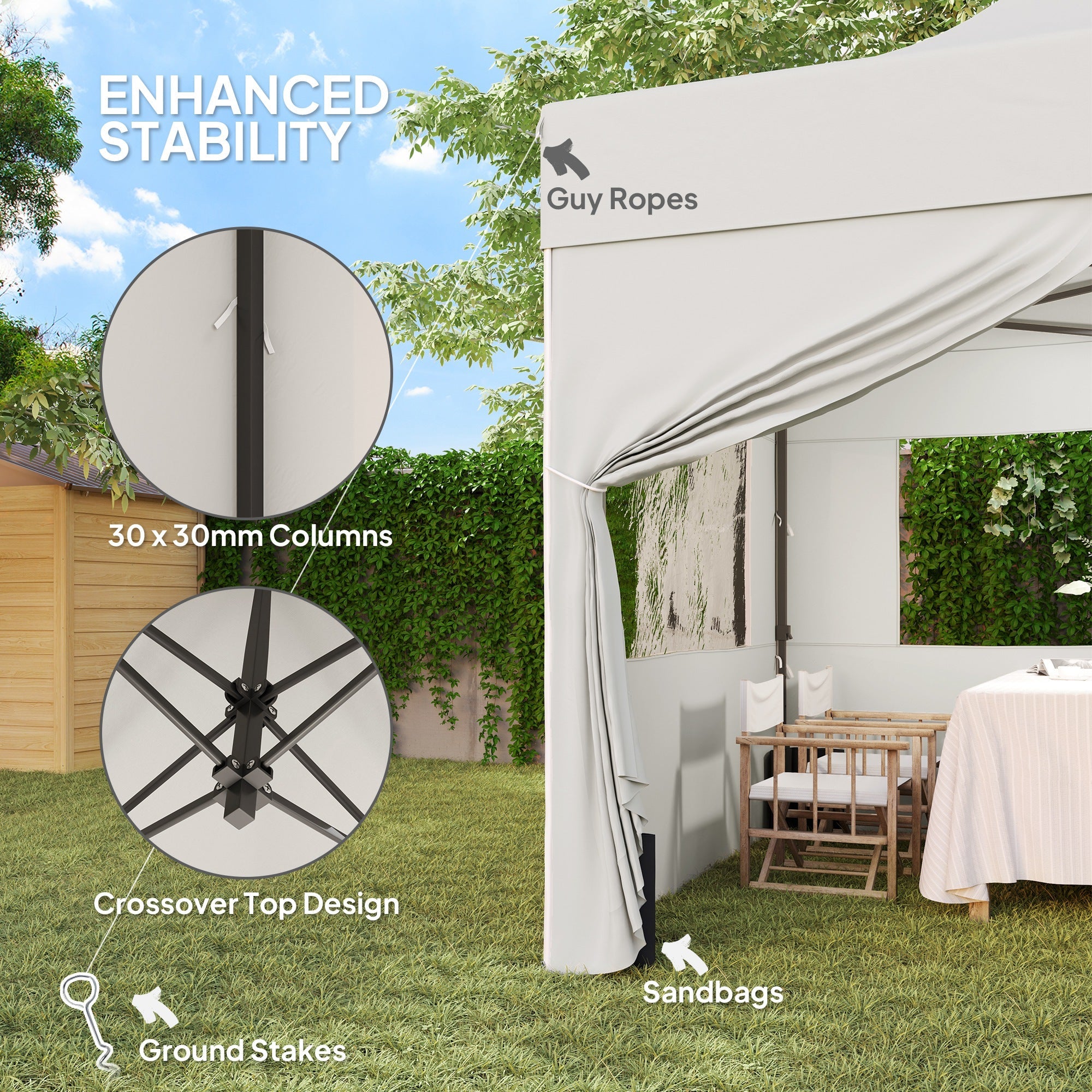 Outsunny 10' x 10' Pop Up Canopy Tent with Sidewalls, Instant Sun Shelter, Height Adjustable, with Wheeled Bag and Sand Bags 