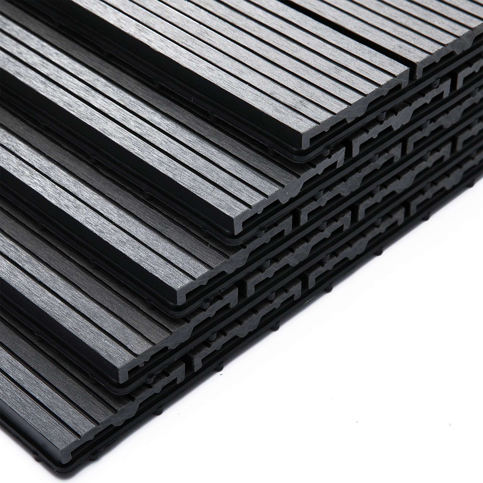 Outsunny 11 Pcs Plastic Interlocking Deck Tiles, 12" x 12" Non-slip Flooring Tiles for Indoor Outdoor Patio Balcony, Grey 