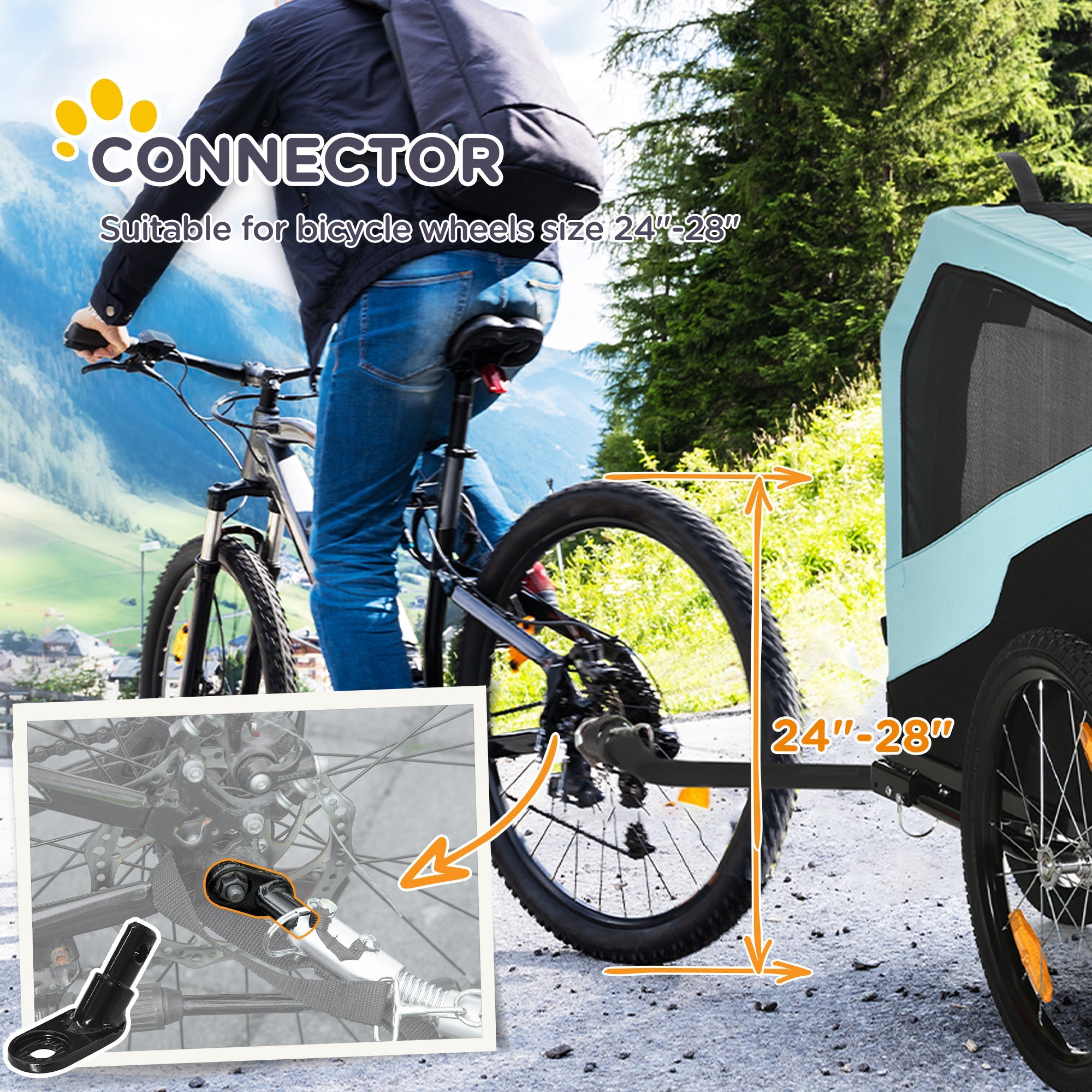 Aosom 2-in-1 Dog Bike Trailer for Large Dogs with Hitch, Quick-release Wheels, Foot Support, Pet Bicycle Cart Wagon Cargo Carrier, Blue 