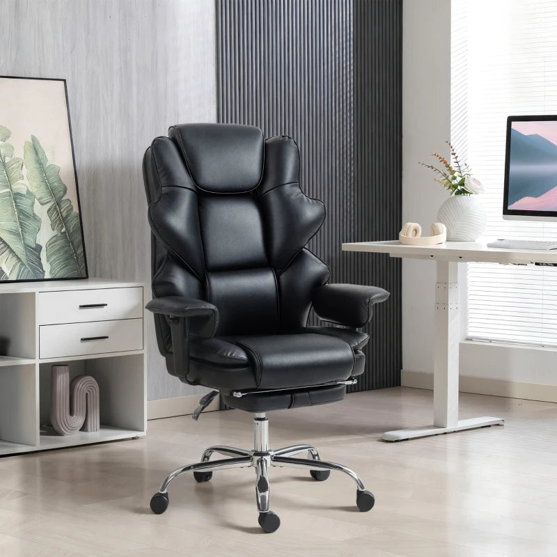 Big and Tall Office Chair, 400 lbs Overstuffed Desk Chair with Spring Cushion, Shaped Foam, PU Leather