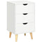 Bedside Table, Modern Nightstand with 3 Drawers, Side End Table with Wood Legs for Living Room, Bedroom, White
