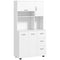 HOMCOM Freestanding Kitchen Microwave Cabinet Tall Cabinet with Doors Drawers Shelves, White