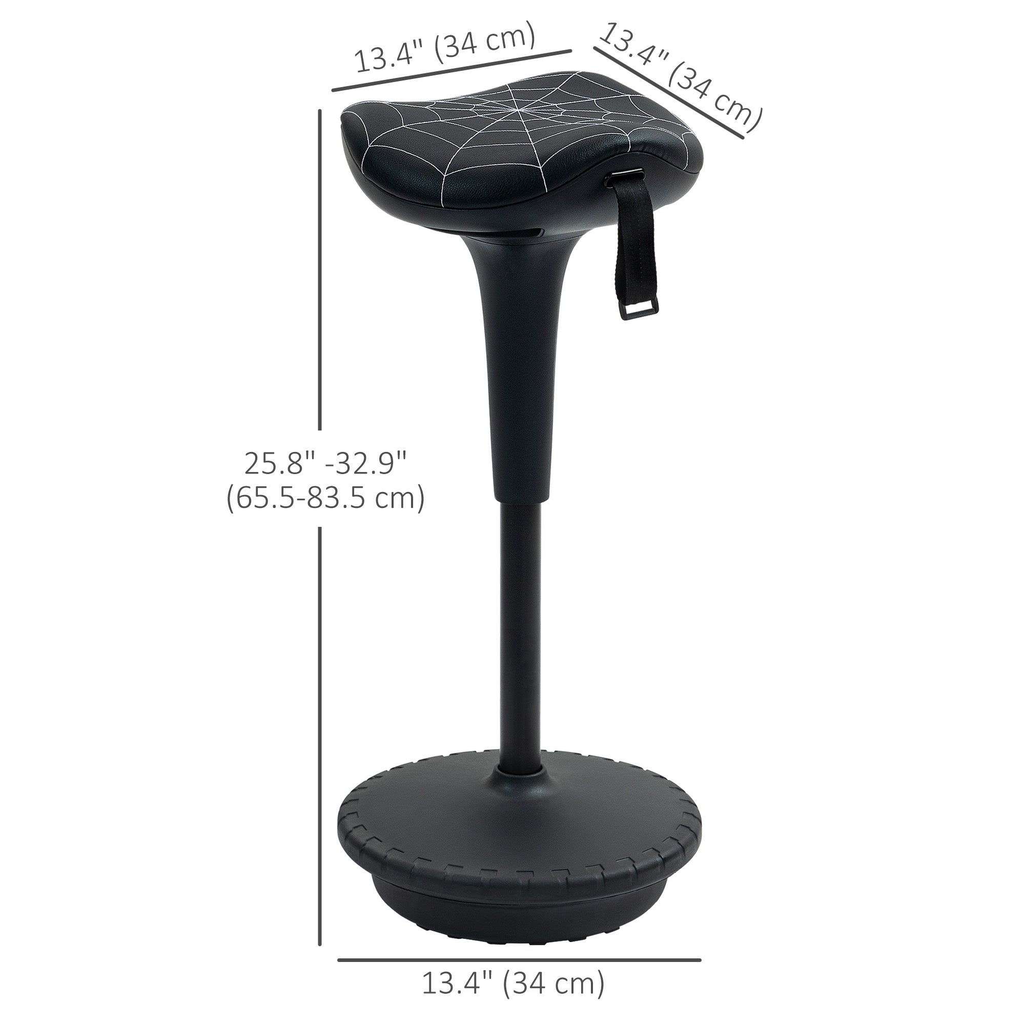 Vinsetto Backless Wobble Stool Chair, Standing Desk Chair, Adjustable Learning Stool for Office Desks, with Rocking Motion, Black 