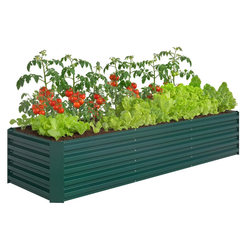 8 x 2.6 x 1.5ft Galvanized Raised Garden Bed, Reinforced Outdoor Planter Box with Open Bottom, Green