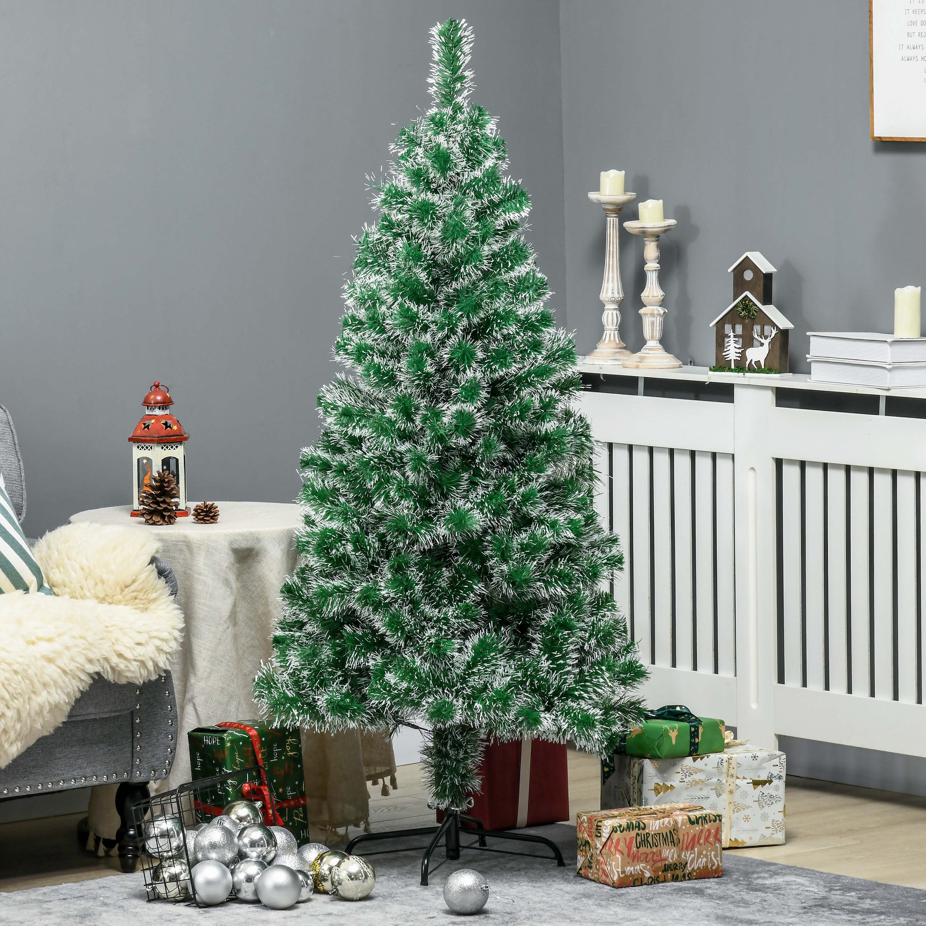 HOMCOM 6FT Indoor Christmas Tree Artificial Decoration Xmas Gift with Metal Stand 375 Tips 