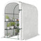 Walk-in Mini Greenhouse with Shelves, Portable Outdoor Greenhouse with Roll-up Door, 123 x 187 x 189 cm, White