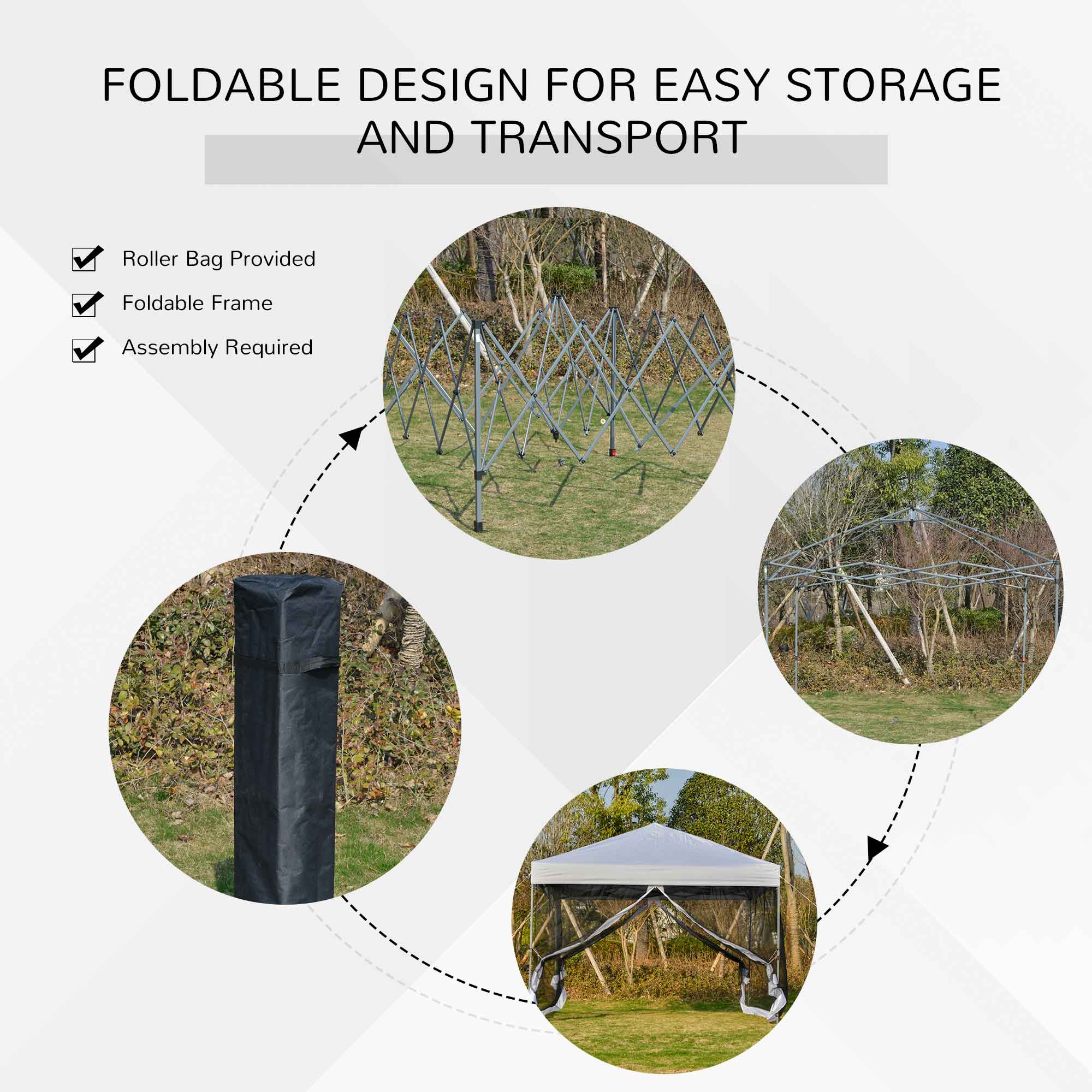 Outsunny Party Tent Canopy 10'x10', Outdoor Pop-Up with Mesh Sidewalls, Adjustable Height, Silver 
