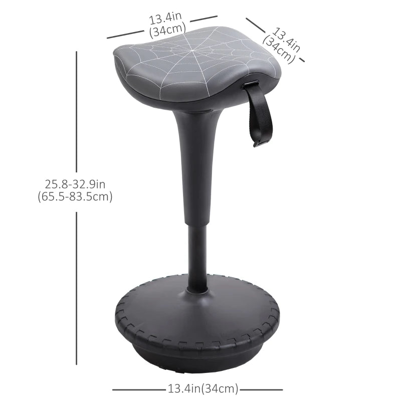 Backless Wobble Stool Chair, Standing Desk Chair, Adjustable Learning Stool for Office Desks, with Rocking Motion, Grey