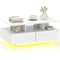 Coffee Table with RGB LED Lights, Modern Living Room Table with 4 Drawers, Open Shelf, Remote Control, High Gloss White