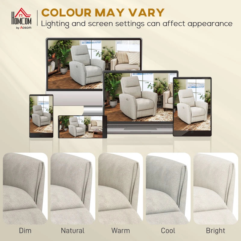 Power Recliner Chair, Fabric Upholstered Recliner Chair with USB Ports, Footrest, Beige