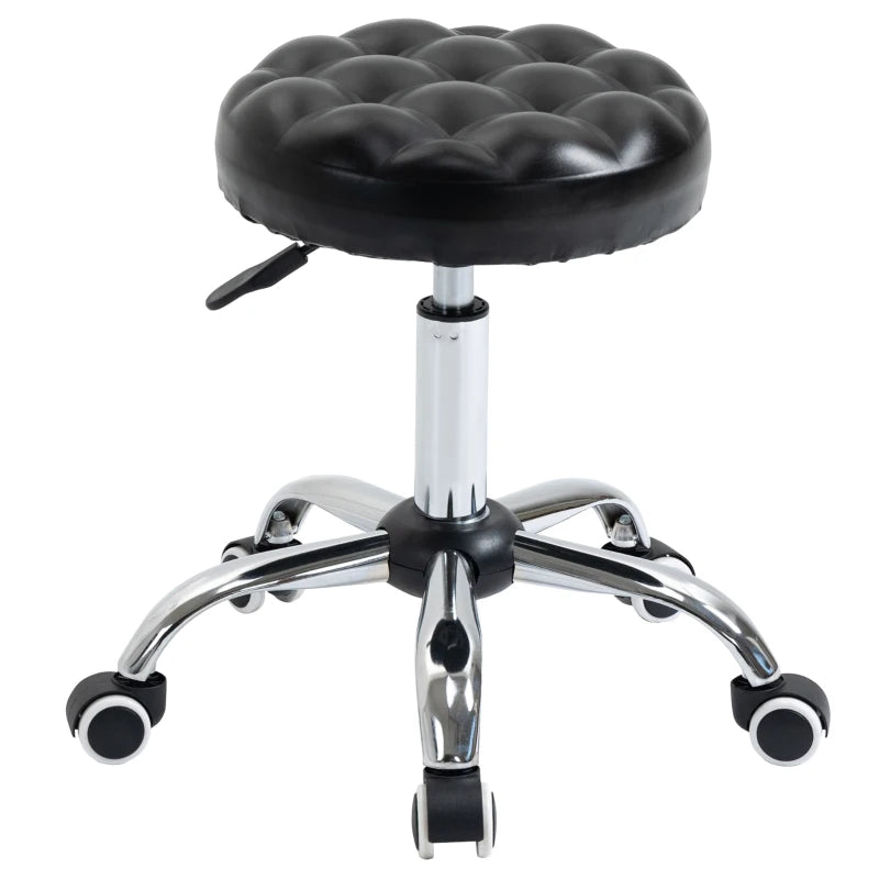 Rolling Swivel Padded Salon Stool with Adjustable Height Wheeled Tattoo Massage Chair Beauty SPA Bar Seat with Thick Padded Black