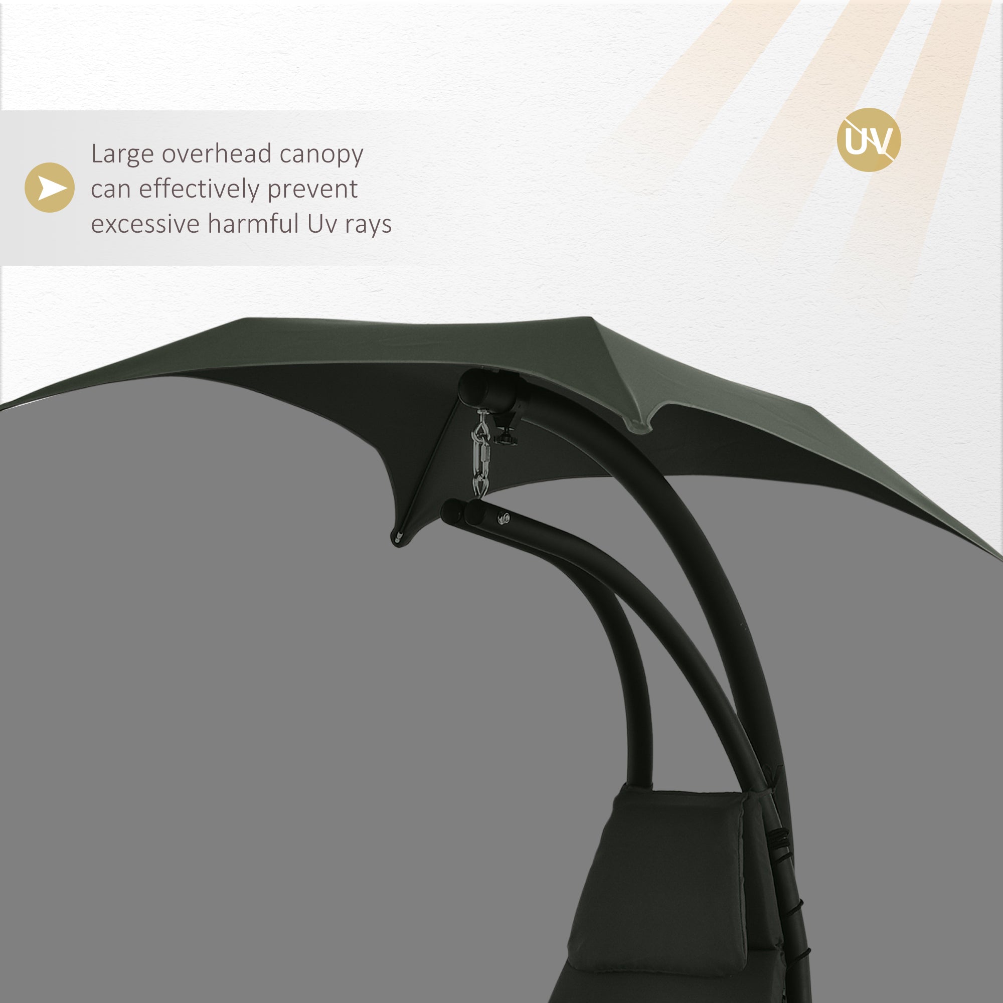 Outsunny Floating Chaise Lounge Outdoor Swing Chair Hammock with Stand Canopy Charcoal Grey 
