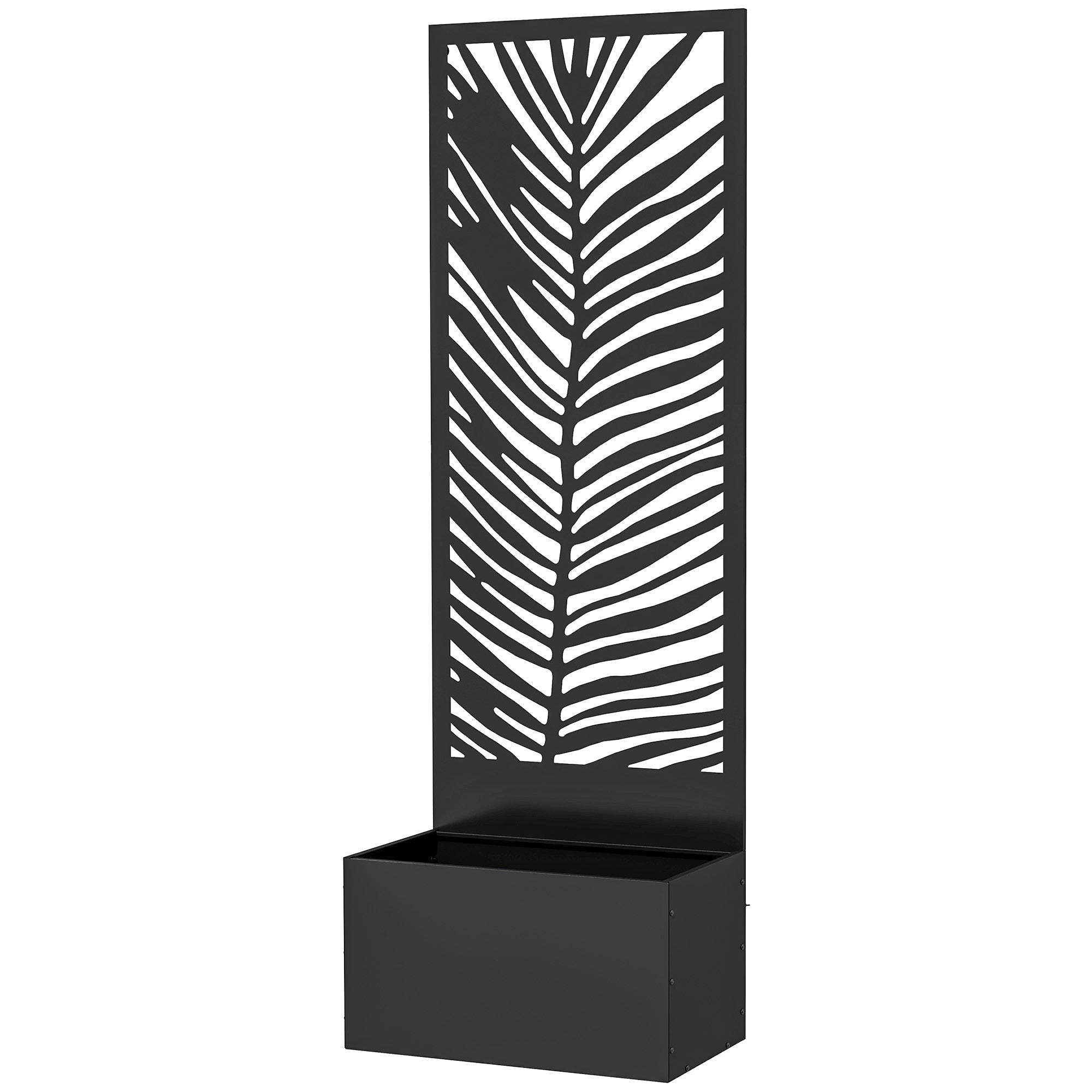 Outsunny Raised Garden Bed with Outdoor Privacy Screen, Metal Planter Box with Trellis, Wall-Mounted or Freestanding, Black 