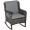 Outdoor Wicker Rocking Chair, PE Rattan Porch Rocker with Cushions, Grey