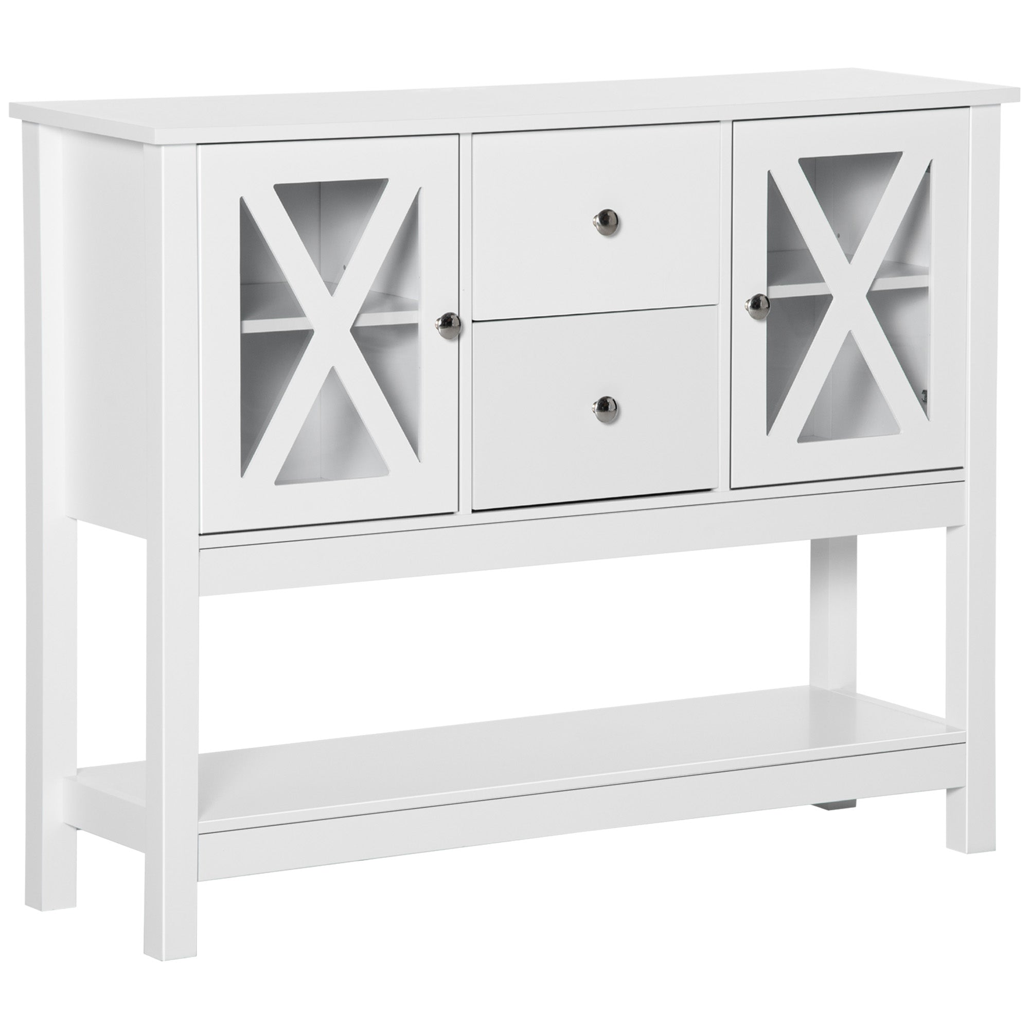 HOMCOM Glass Door Living Room Console: Modern Sideboard, Buffet Bar Cabinet with Storage Drawers and Adjustable Shelves 