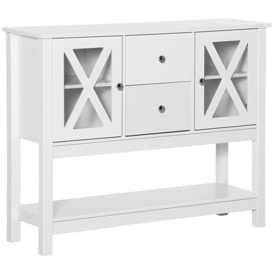 HOMCOM Glass Door Living Room Console: Modern Sideboard, Buffet Bar Cabinet with Storage Drawers and Adjustable Shelves 