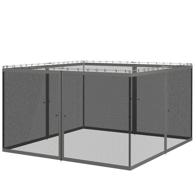 Outsunny Replacement Mosquito Netting for Gazebo 12' x 12' Black Screen Walls for Canopy with Zippers 