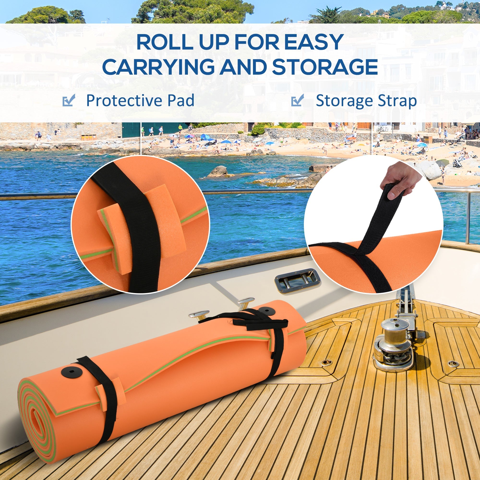 Soozier 10x5ft Orange Roll-Up Pool Float: Water Mat for Lake, Ocean, Pool Relaxation & Recreation 