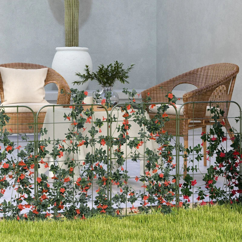 6-Piece Plant Support Set, Trellis for Climbing Plants, Garden Stakes, Steel, Green, 40 x 90 cm