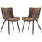 Dining Chairs Set of 2, PU Leather Upholstered Kitchen Chairs with Backrest and Steel Legs, Brown