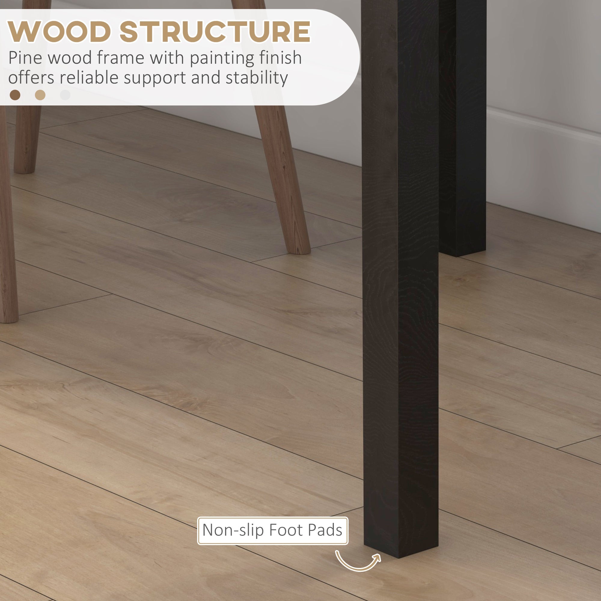 HOMCOM Classic 30" Square Dining Table - Farmhouse Style, Pine Wood Frame, Space-Efficient Small Kitchen Table, Black 