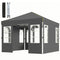 9.6 x 9.6 ft Pop Up Canopy Tent with 4 Sidewalls, UPF 50+ 1-Button Push Easy Setup Outdoor Instant Canopy, Dark Grey