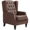 HOMCOM Faux Leather Armchair, Modern Accent Chair with Thick Padding for Living Room, Bedroom, Home Office, Brown