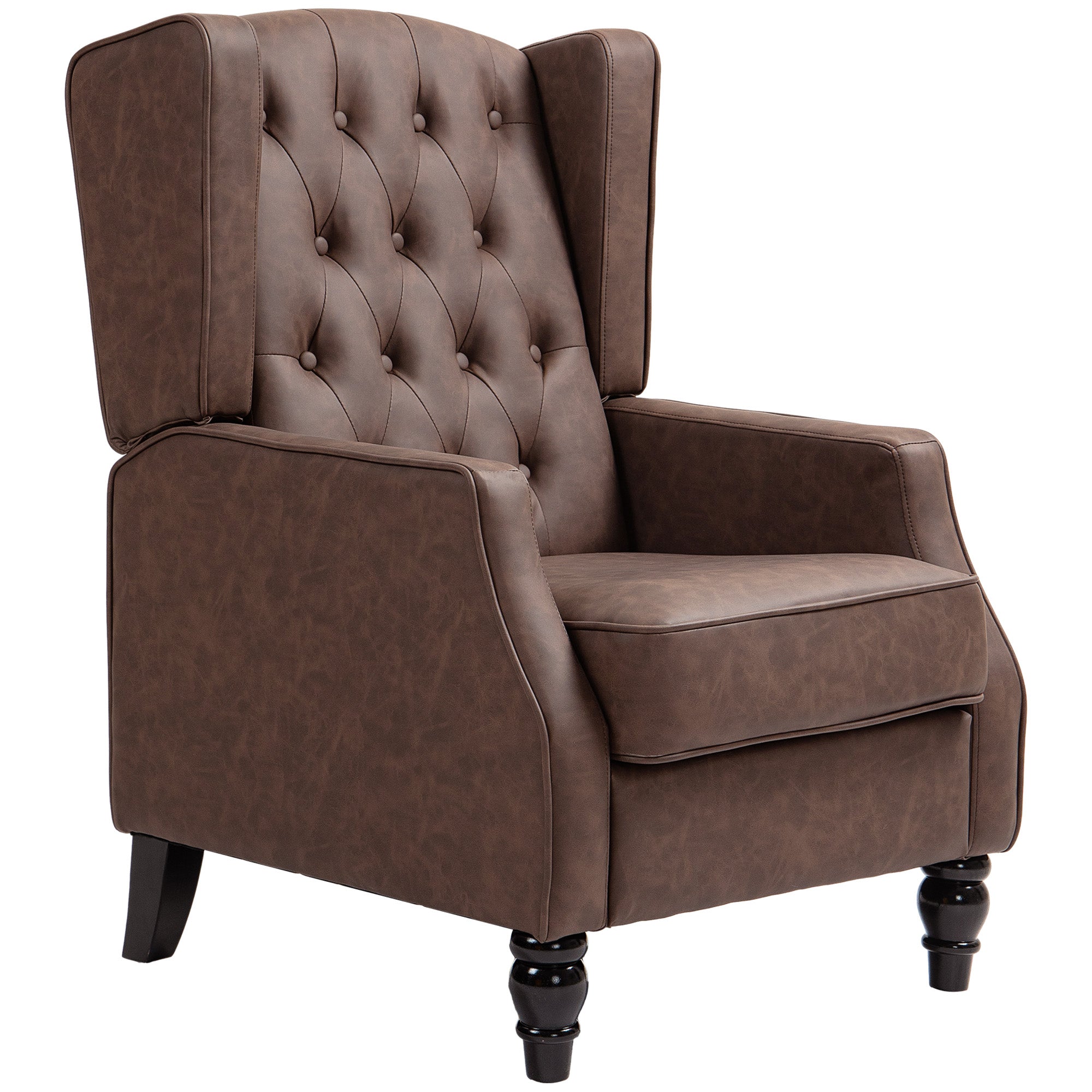 HOMCOM Faux Leather Armchair, Modern Accent Chair with Thick Padding for Living Room, Bedroom, Home Office, Brown 