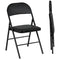 HOMCOM Set of 2 Metal Foldable Chairs, PU Leather Padded Folding Chairs with Cushion Seat and Open Back for Indoor, Black
