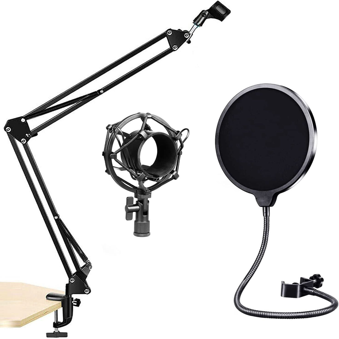 5Core Desktop Microphone Arm Stand – Adjustable Boom Scissor with Pop Filter for Desk Mic Holder