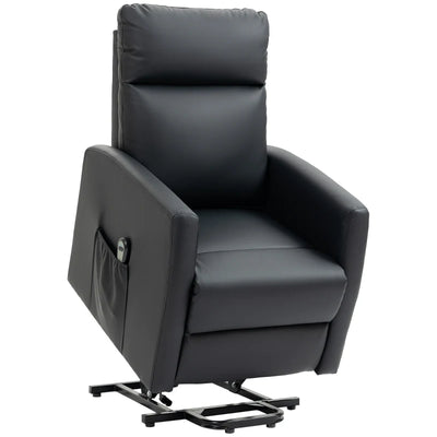 HOMCOM Power Lift Recliner Chair with Remote Control Side Pocket for Living Room Home Office Study Black 