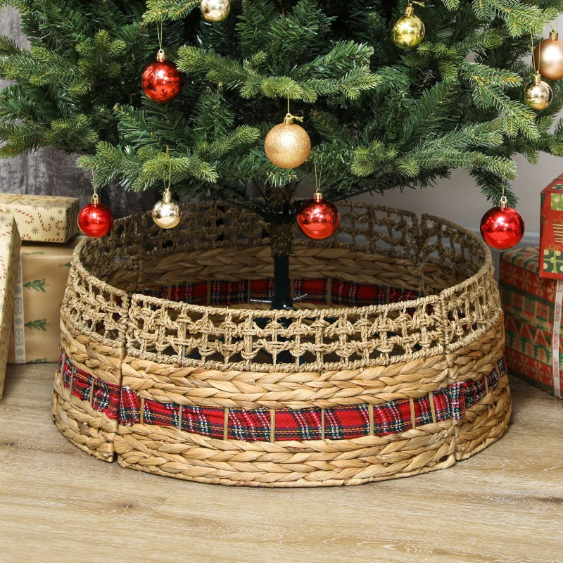 HOMCOM 23" Rustic Water Hyacinth Christmas Tree Skirt – Woven Tree Collar for Holiday, Party, & Home DecorationHOMCOM 23" Rustic Water Hyacinth Christmas Tree Skirt – Woven Tree Collar for Holiday, Party, & Home Decoration 