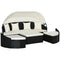 Outsunny 4 Pieces Patio PE Wicker Round Daybed, Outdoor Rattan Garden Lounge Furniture Sets, Cream