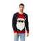Smart Santa in Shades Sweater with Pom Pom – Cool Navy Christmas Sweater with 3D Beard, Pom Pom Hat & Festive Holiday Style