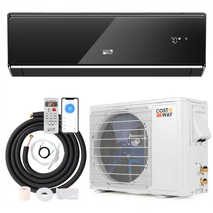 12000 BTU 22 SEER2 208-230V Wifi Enabled Mini Split Air Conditioner and Heater Black