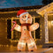HOMCOM 8FT Inflatable Christmas Gingerbread Man with Candy Cane, Outdoor Blow Up Yard Decoration with LED Lights