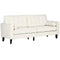 HOMCOM Mid-Century Sofa, Couch with Button-Tufted Back Cushion, Velvet Feel Fabric Upholstery, 2 Cylindrical Pillows and Rubber Wood Legs, Cream White