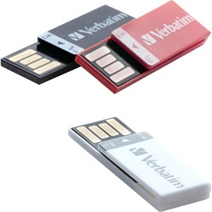 Verbatim 8GB Clip-It USB Flash Drive - 3pk - Black, White, Red 