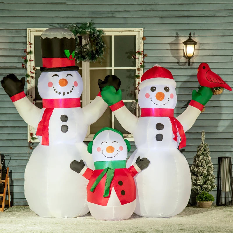 HOMCOM 7.9FT Inflatable Christmas Snowman Decoration, LED Lighted Blow Up for Indoor & Outdoor Holiday Yard Display 
