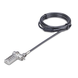 Universal Laptop Lock 6.6ft, Security Cable For Notebook Compatible w/Noble Wedge®/Nano/K-Slot; Keyless Combo. Locking Cable 