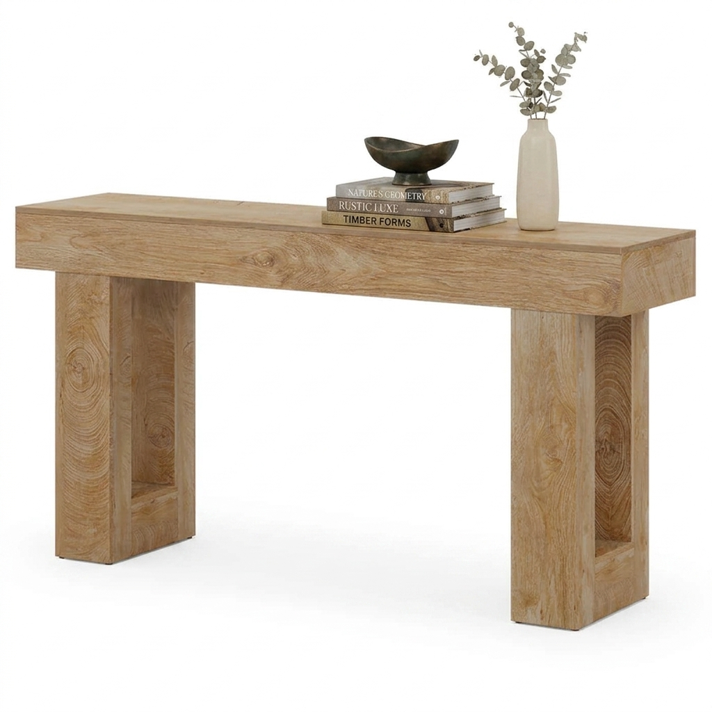63-Inch Farmhouse Console Table, Wooden Sofa Table for Entryway and Hallway