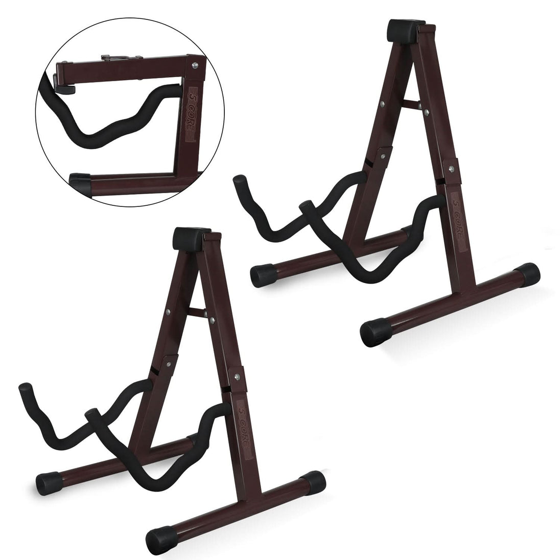 5Core Guitar Stand Floor A Frame Electric Acoustic Bass Soporte Para Guitarra BROWN GSS BR 2PCS