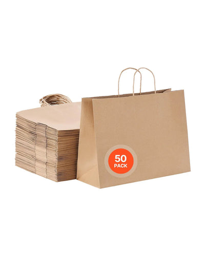 VEVOR Kraft Paper Bags with Handles – Large Eco-Friendly Bags