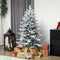 HOMCOM 7FT Artificial Flocked Christmas Tree, Full Snow-Covered Pine Xmas Tree with Realistic Tips, Hinged Branches, and Metal Stand