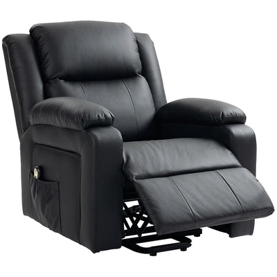 HOMCOM Lift Chair for Seniors, PU Leather Upholstered Electric Recliner Chair with Remote, Side Pockets, Quick Assembly, Black 