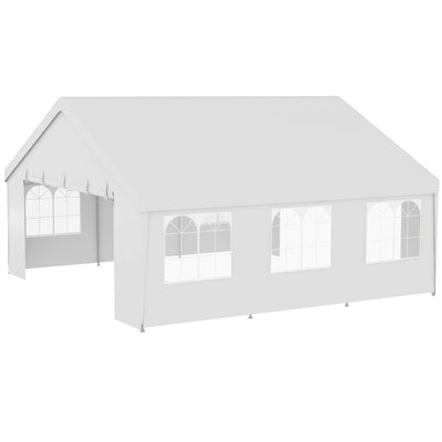 Outsunny Heavy Duty Party Tent, 19.5' x 19' Large Sun Shade Canopy Tent for Parties, Events, BBQ Grill, White 