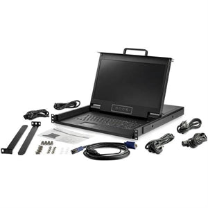 Rackmount KVM Console HD 1080p - Single Port VGA KVM w/17" LCD Monitor - 1U LCD KVM Server Rack Drawer w/Cables - USB Support 