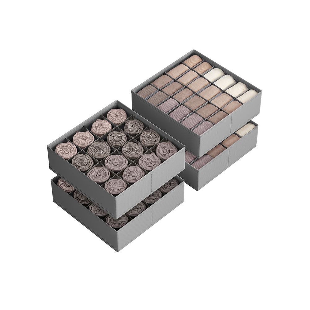 SONGMICS Set of 4 Closet Organizers for Underwear, 80 Cells 